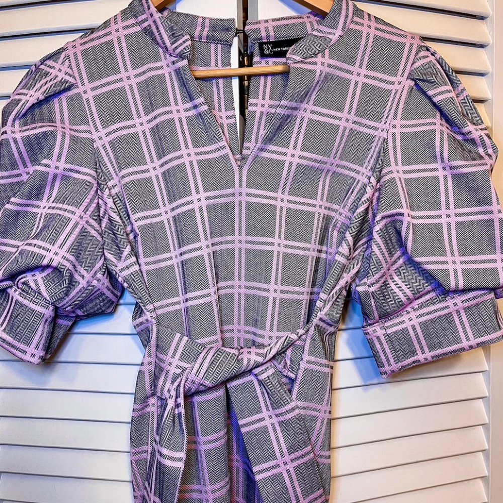 💜New York & Co | Plaid puff sleeve dress | M